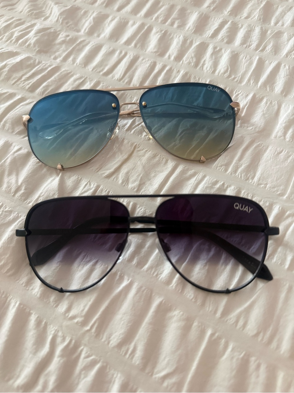 Quay Aviator Sunglasses Duo - Blue Gradient & Black Gradient Lenses